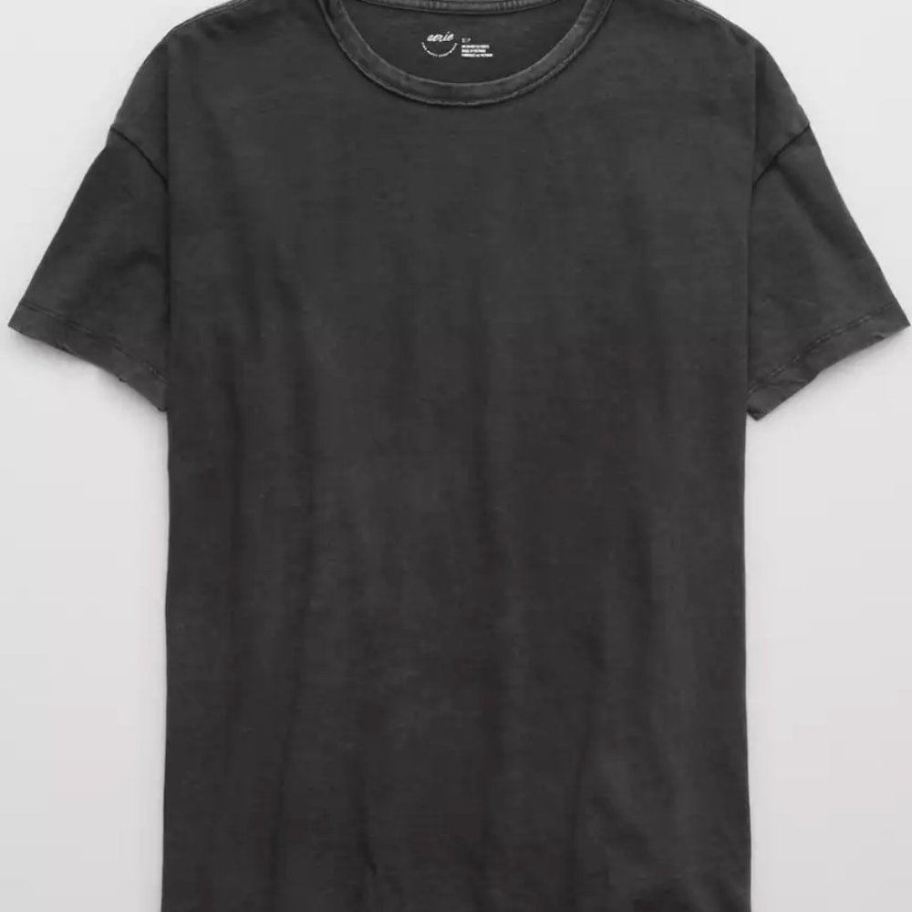 Black Aerie Distressed Oversized Boyfriend T-Shirt Size S
